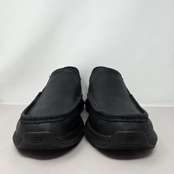 Skechers Mens Slip In Loafers Sz 10 Relaxed Fit Black Leather Parson-Oswin main image 5